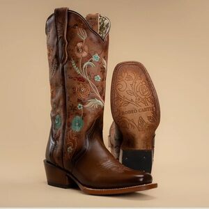 Rodeo Cartie Embroidered Brown Cowboy Boots